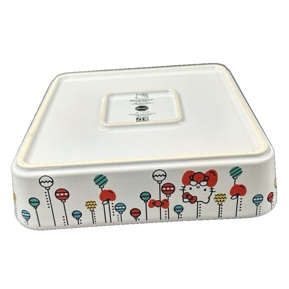 Hello Kitty Christmas Square White Stoneware Baking Dish By Sanrio Let in Snow - Picture 9 of 9